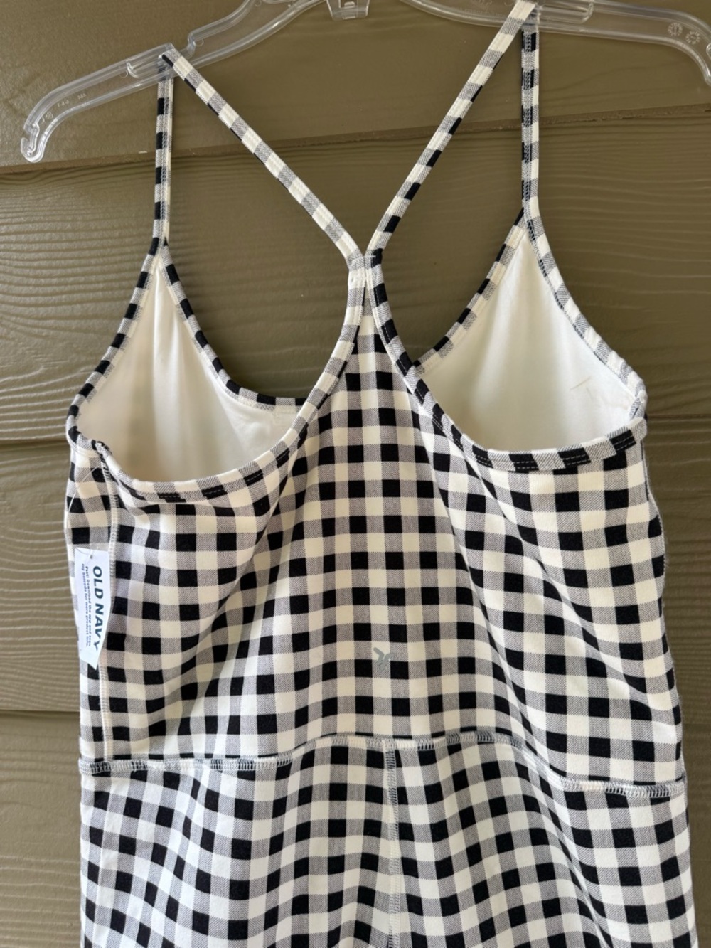 OLD NAVY Power Chill Black White Gingham Bodysuit Romper Size L - Picture 11 of 15